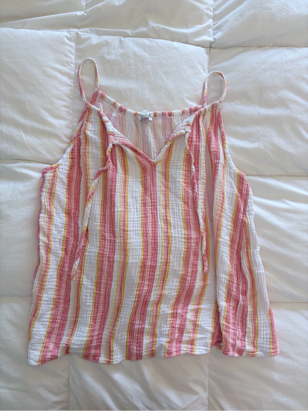 LOFT Pink, Yellow & White Striped Spaghetti Strap Camisole